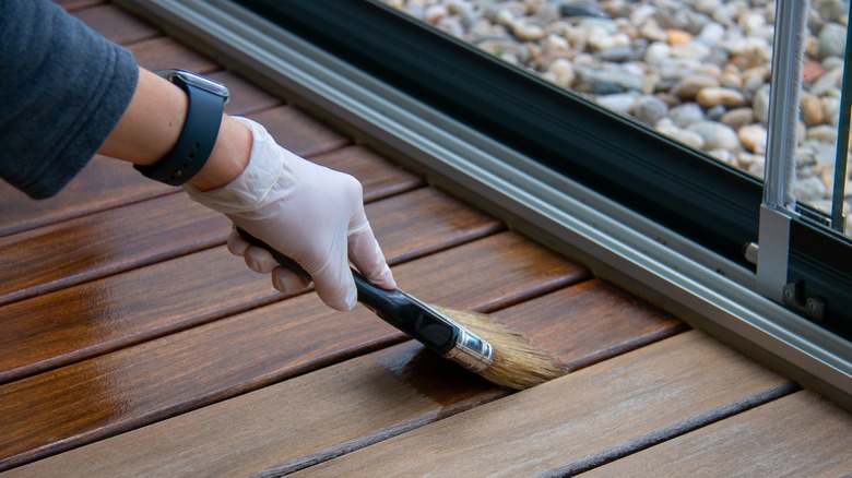 staining hardwood floor