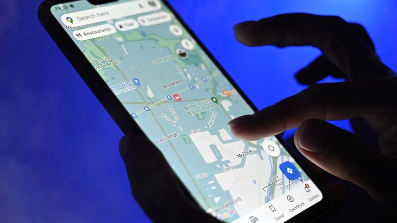 Person using Google Map app