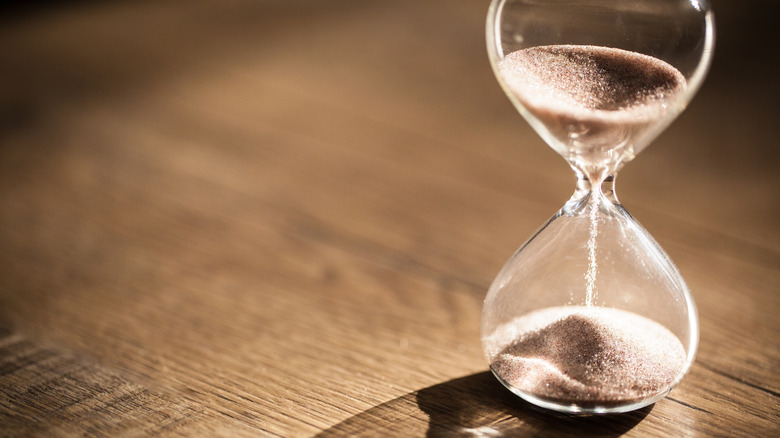 hourglass on table