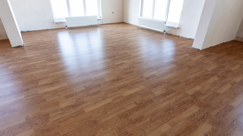 Brown vinyl floors in home