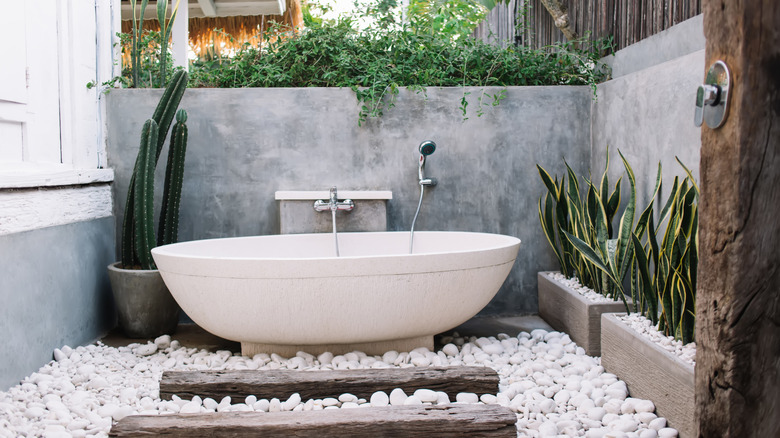 an outdoor bath