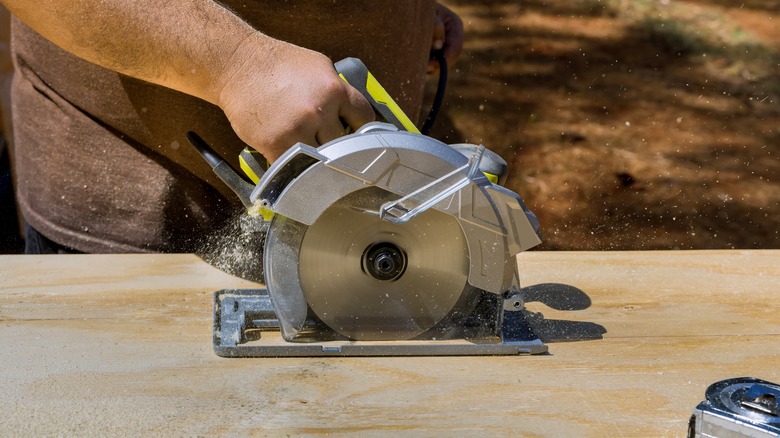 Cutting a sheet of plywood