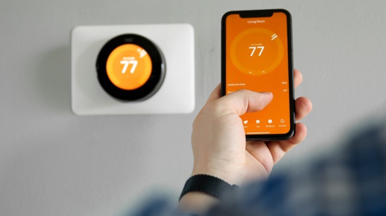 Smart thermostat at 77 degrees