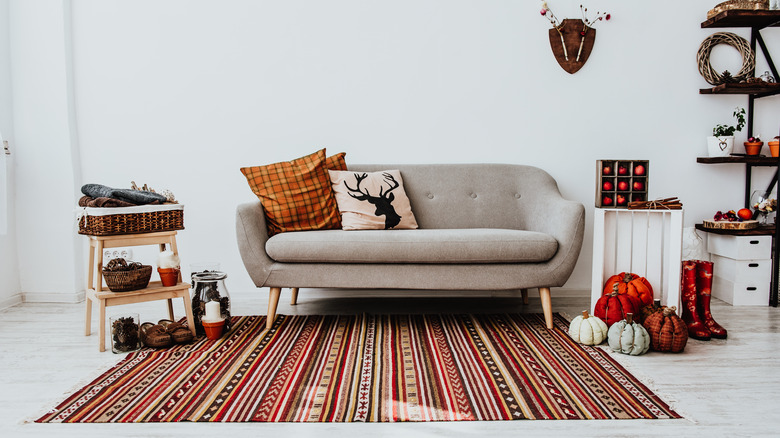 area rug by sofa