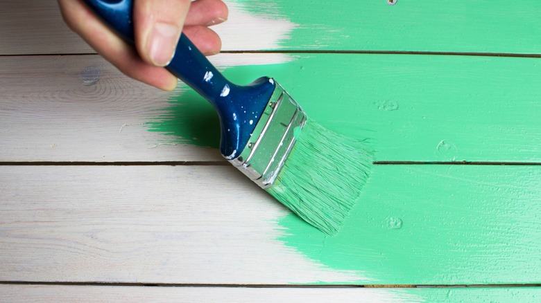 Painting deck green acrylic paint 