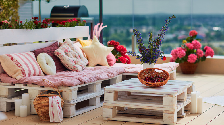 porch with wooden furniture