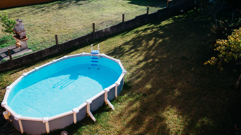 large oval above ground pool