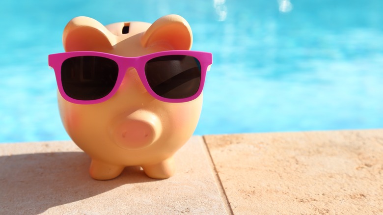 piggy bank by pool