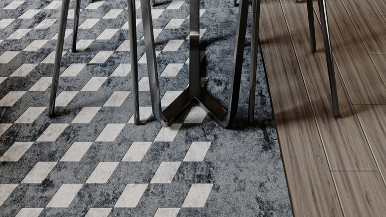 modern dining room with a marble dining table