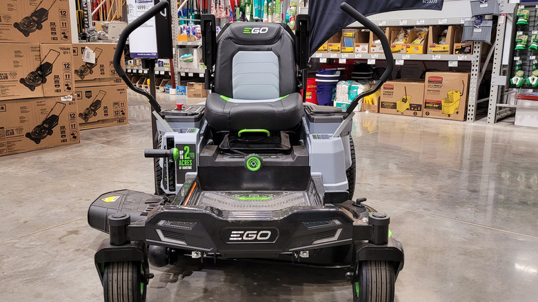 Ego riding mower in store
