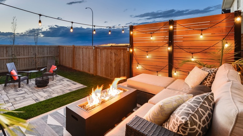 Patio with wood privacy screen