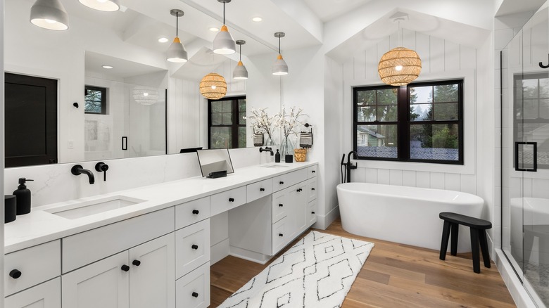 Bathroom with wood floor