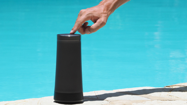 speaker by the pool