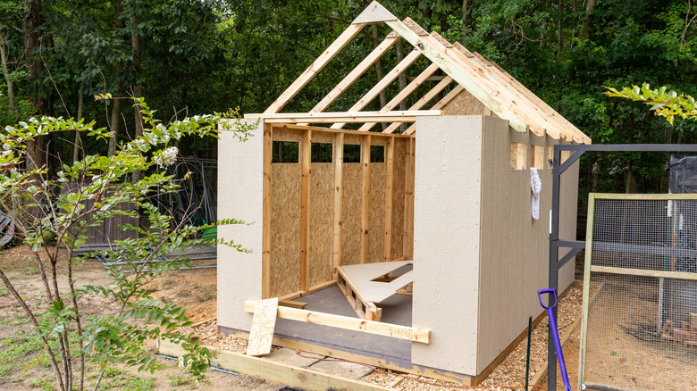 outdoor shed being built