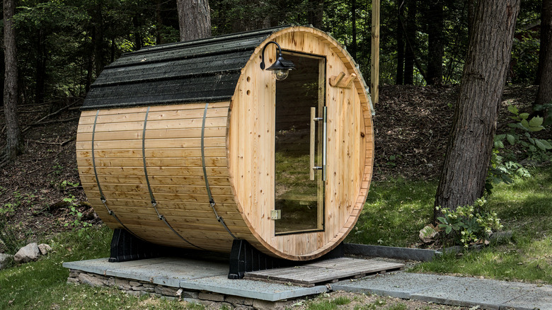 Small outdoor sauna