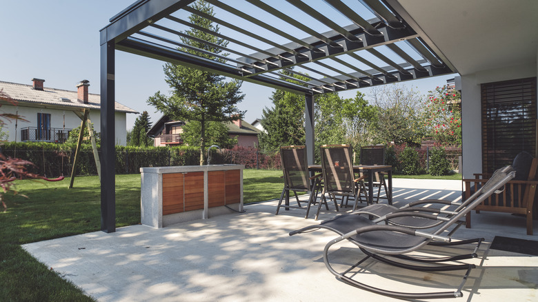 metal pergola in patio