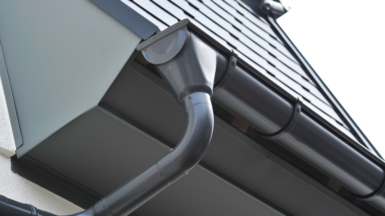 Dark colored rain gutters