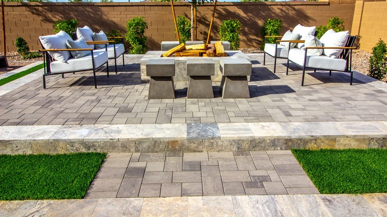 outdoor paver patio area