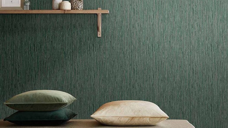 Grass cloth textured wallpaper