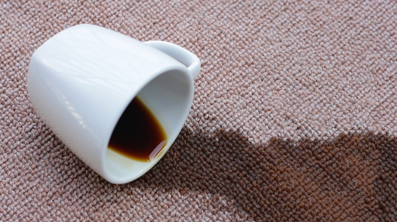 Coffee mug spilled on carpet