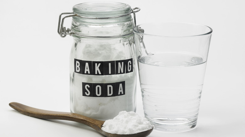 glass jar of baking soda