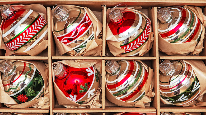Christmas ornaments in storage