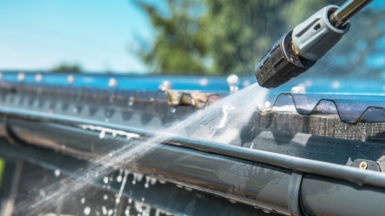 Run water through gutter system