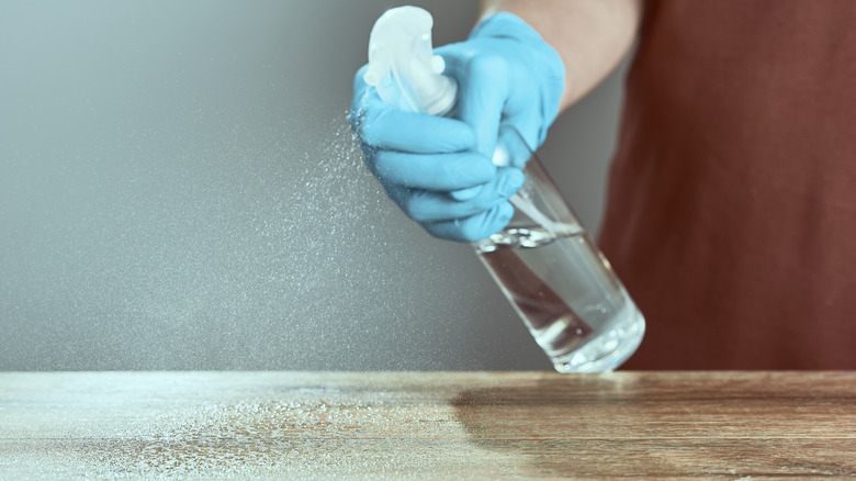 Clear spray on wood worktop