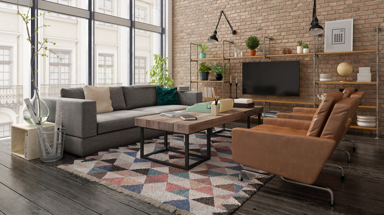 Industrial contemporary living room