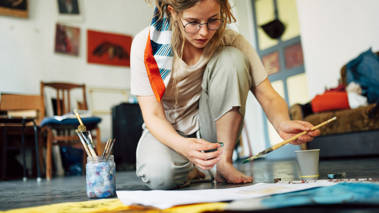 painting in home art studio