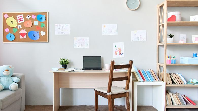 Child's desk and bookshelf