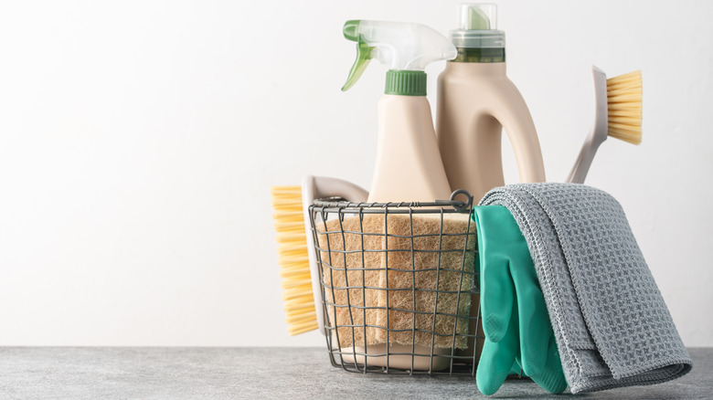 basket of natural cleaning supplies