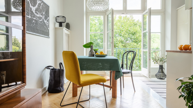 Retro cabinet, with modern chair and bentwood chair