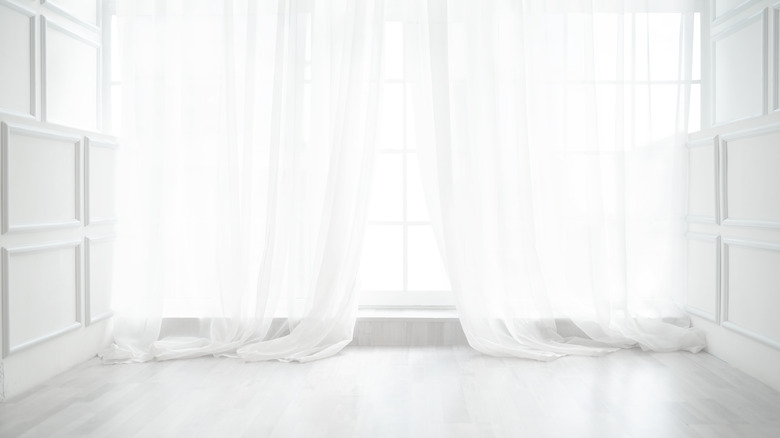 tall, white curtains