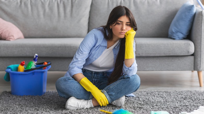 woman tired of cleaning