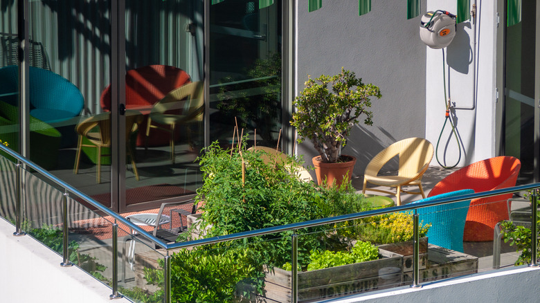 A lush balcony garden