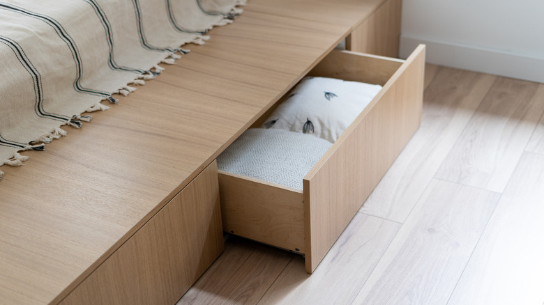 underbed wood storage drawer