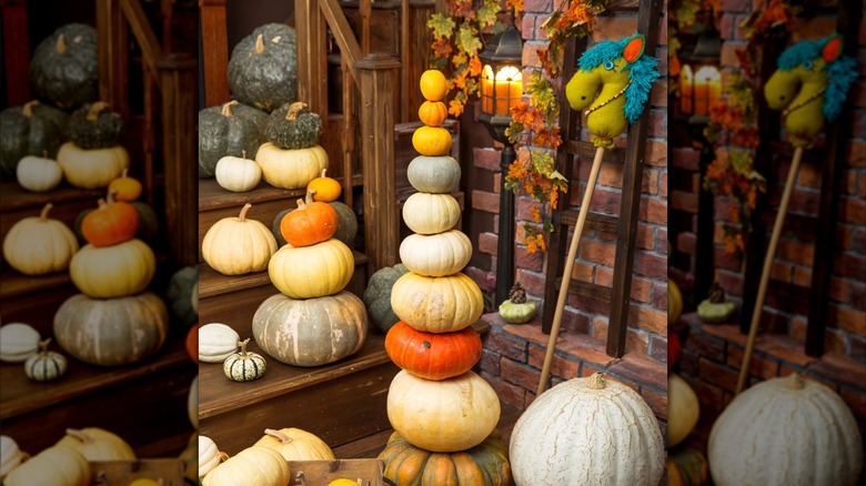 Stacked pumpkins