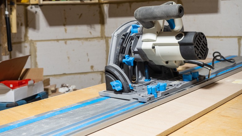 A typical electric track saw