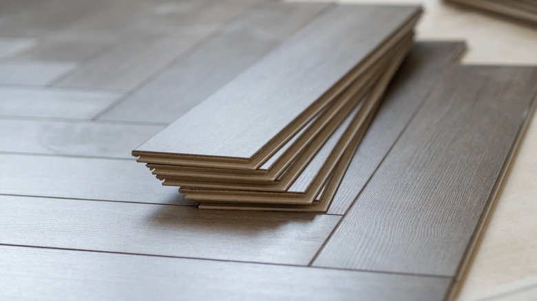 Stack of flooring panels