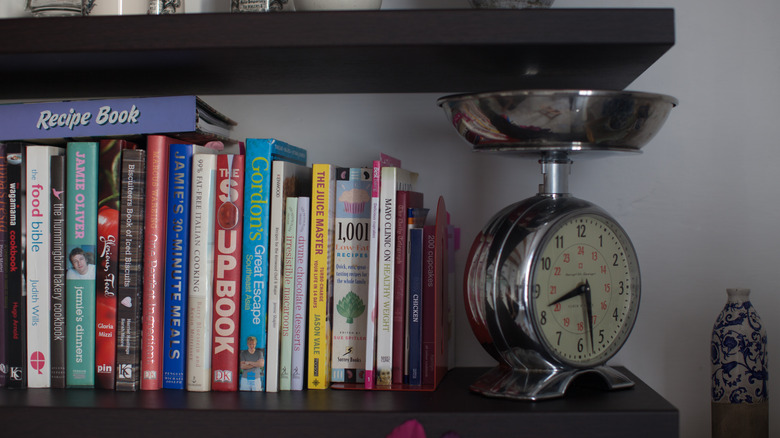 Cookbooks on shelf