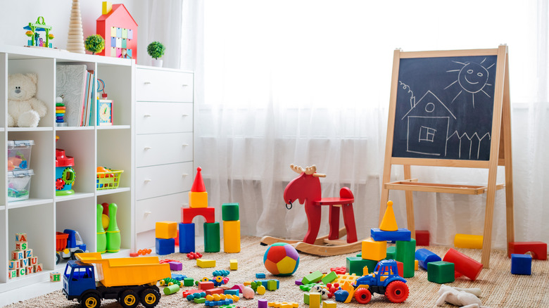 blocks on floor of playroom