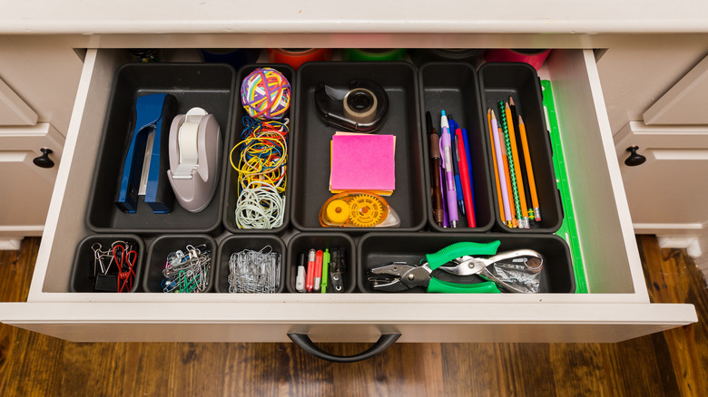 Organized junk drawer