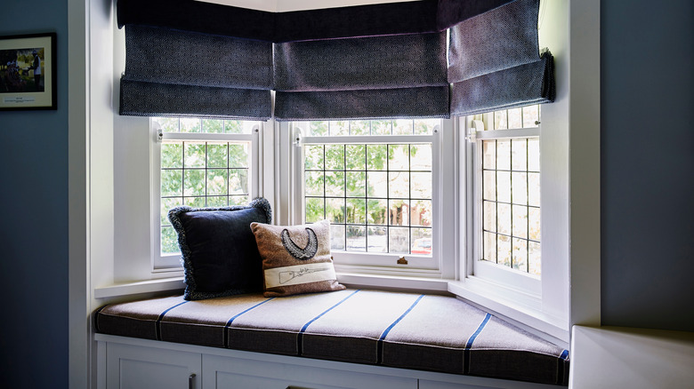 window seat by bay window