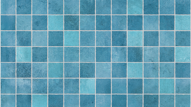 colorful blue tiles on floor