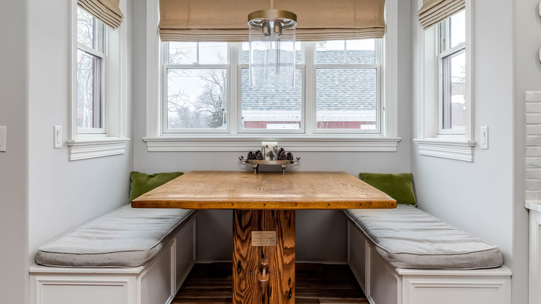 simple bay window breakfast nook