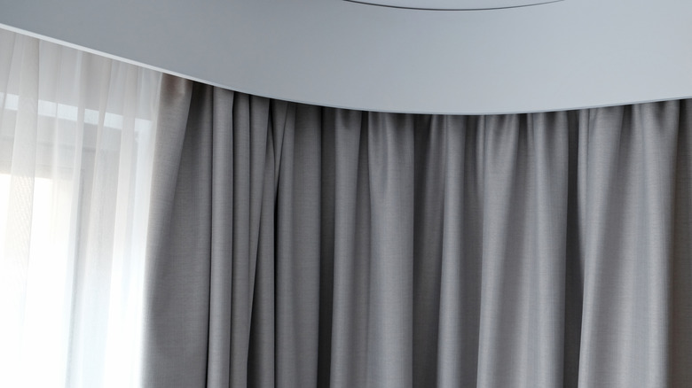 close up of gray curtains