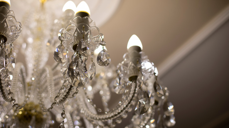 crystal chandelier with light bulb