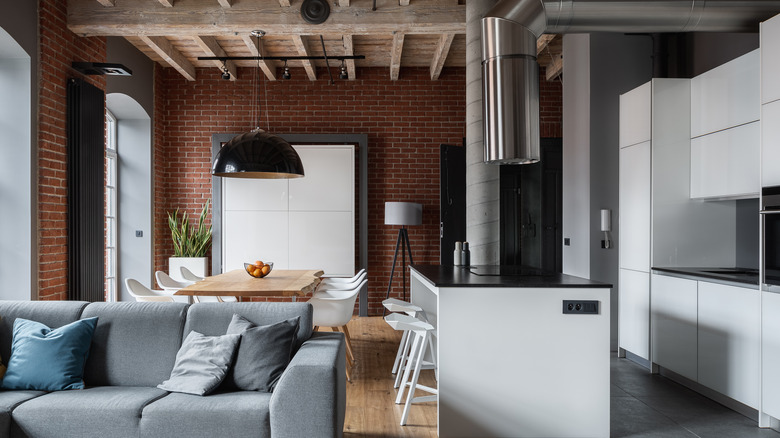 industrial loft with brick wall