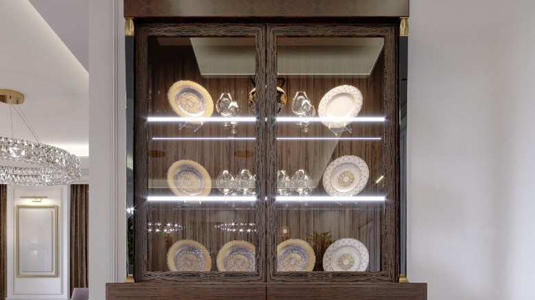 china cabinet with interior lights